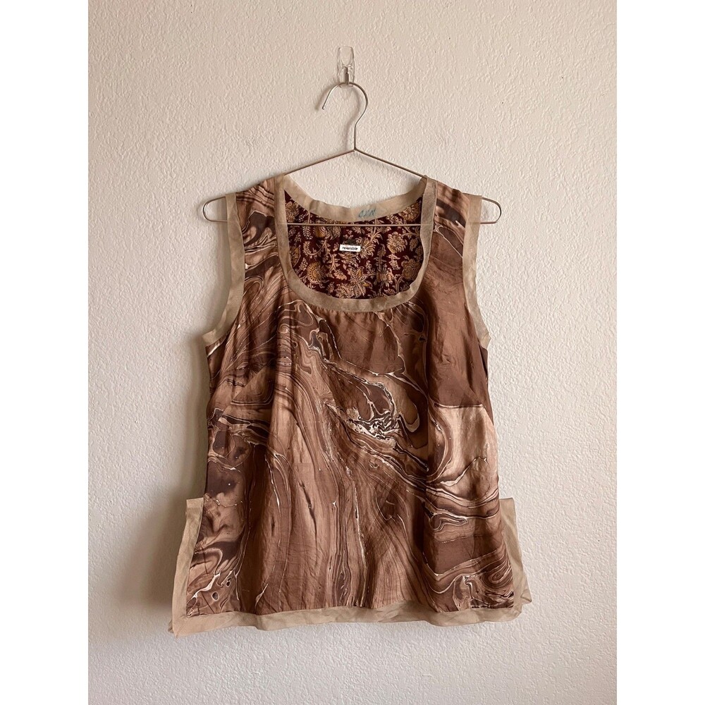 Dosa Women's 100% Silk Marble Print Top in Brown Size 3 (M/L) *READ*